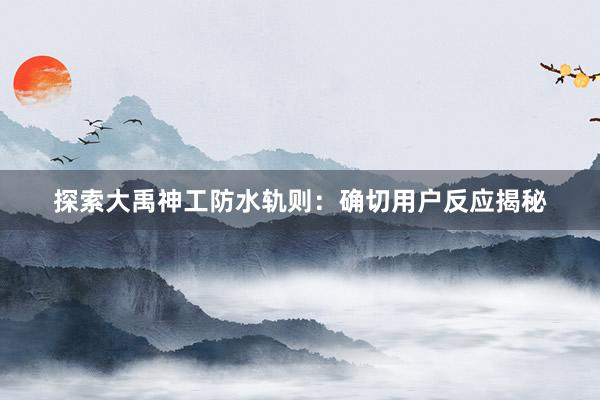 探索大禹神工防水轨则：确切用户反应揭秘