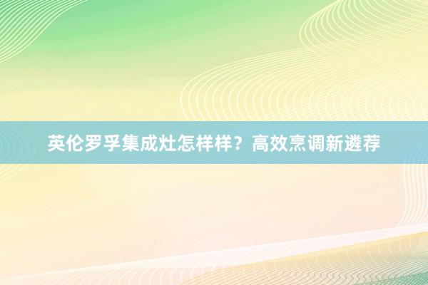 英伦罗孚集成灶怎样样？高效烹调新遴荐
