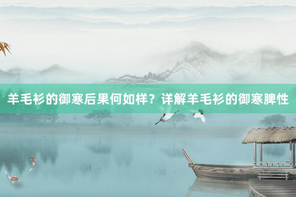 羊毛衫的御寒后果何如样？详解羊毛衫的御寒脾性