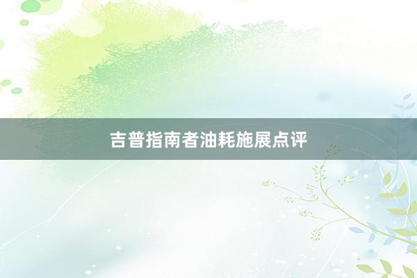 吉普指南者油耗施展点评