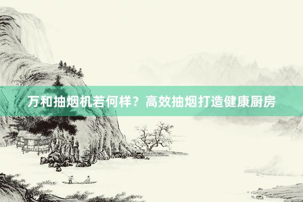 万和抽烟机若何样？高效抽烟打造健康厨房