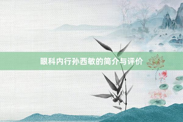 眼科内行孙西敏的简介与评价